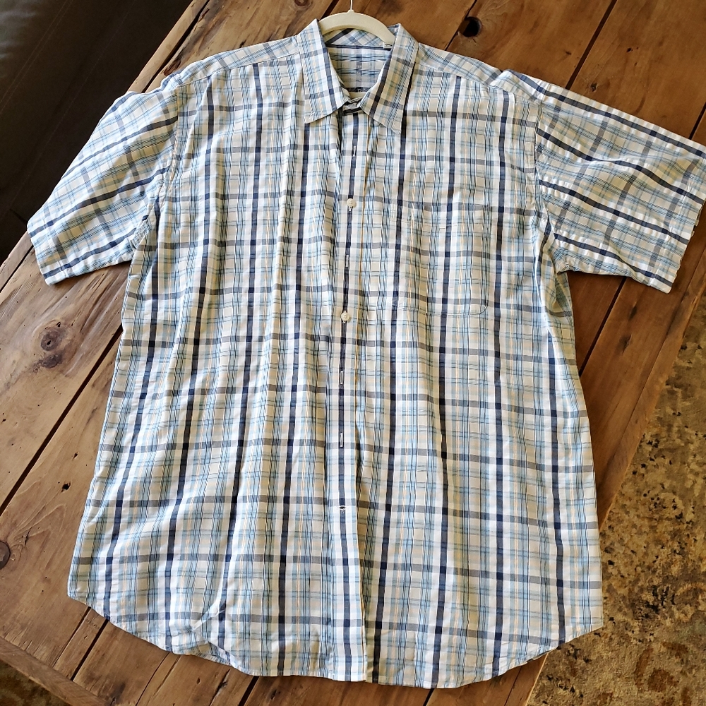 Cutter & Buck Men's Short Sleeve Plaid Button Down Shirt Size 1XB